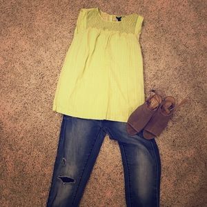 Lime colored JCrew top